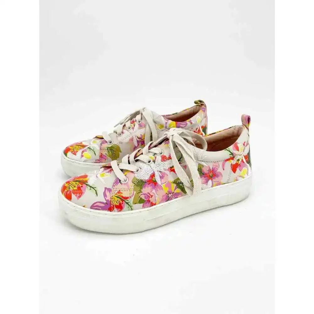 J/Slides NYC x Anthropologie Appy Platform Sneakers Floral Embroidered Size 7 - Picture 2 of 7